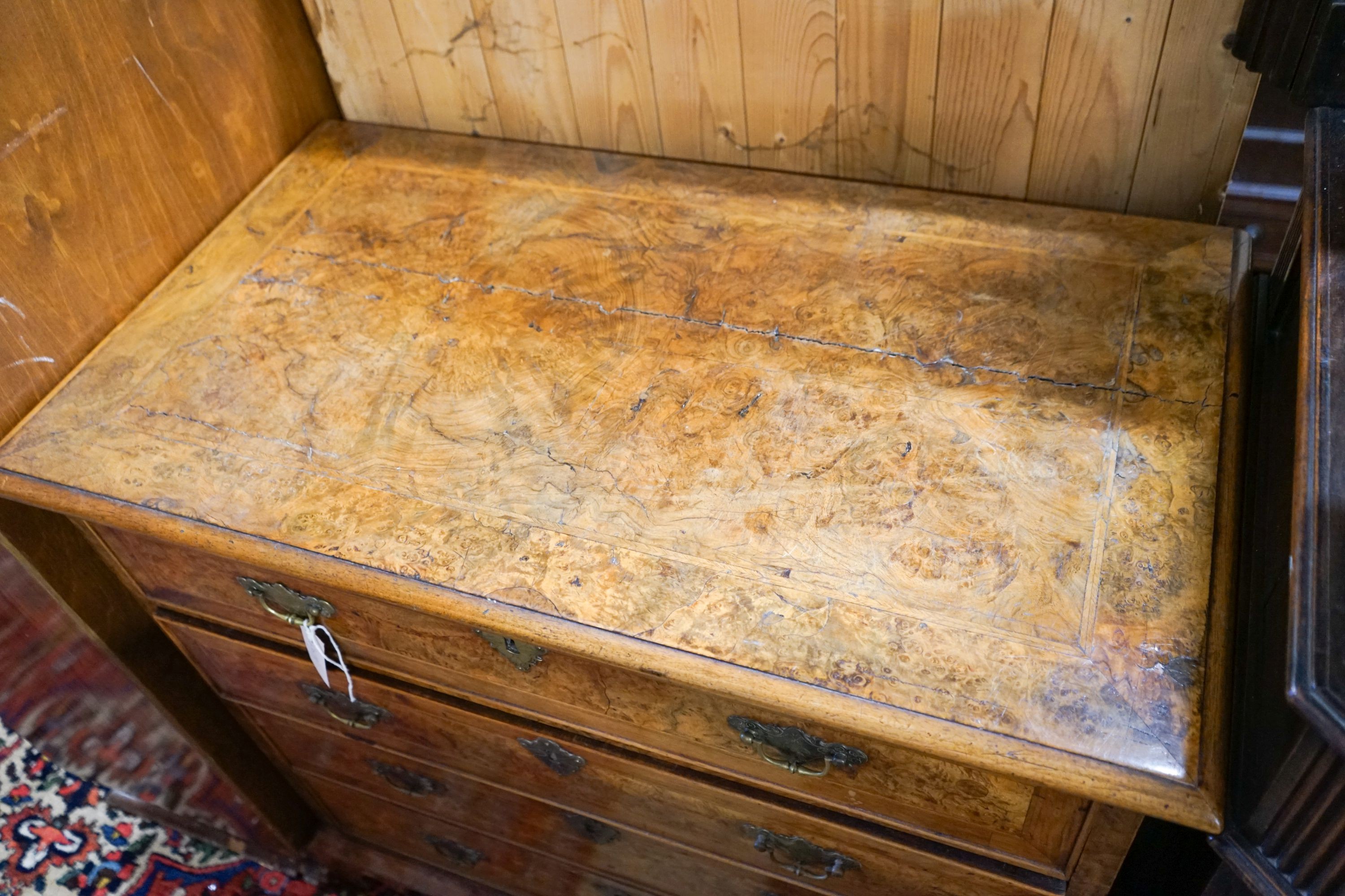 An 18th century burr walnut, banded and inlaid chest, possibly Dutch